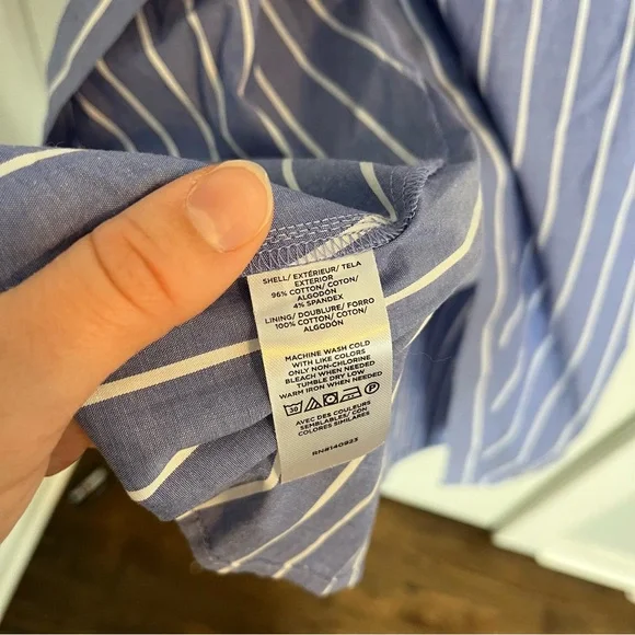 LOFT Blue and White Striped Long Sleeve Dress Twisted Midi NO BELT NWT size 12 - Picture 8 of 10